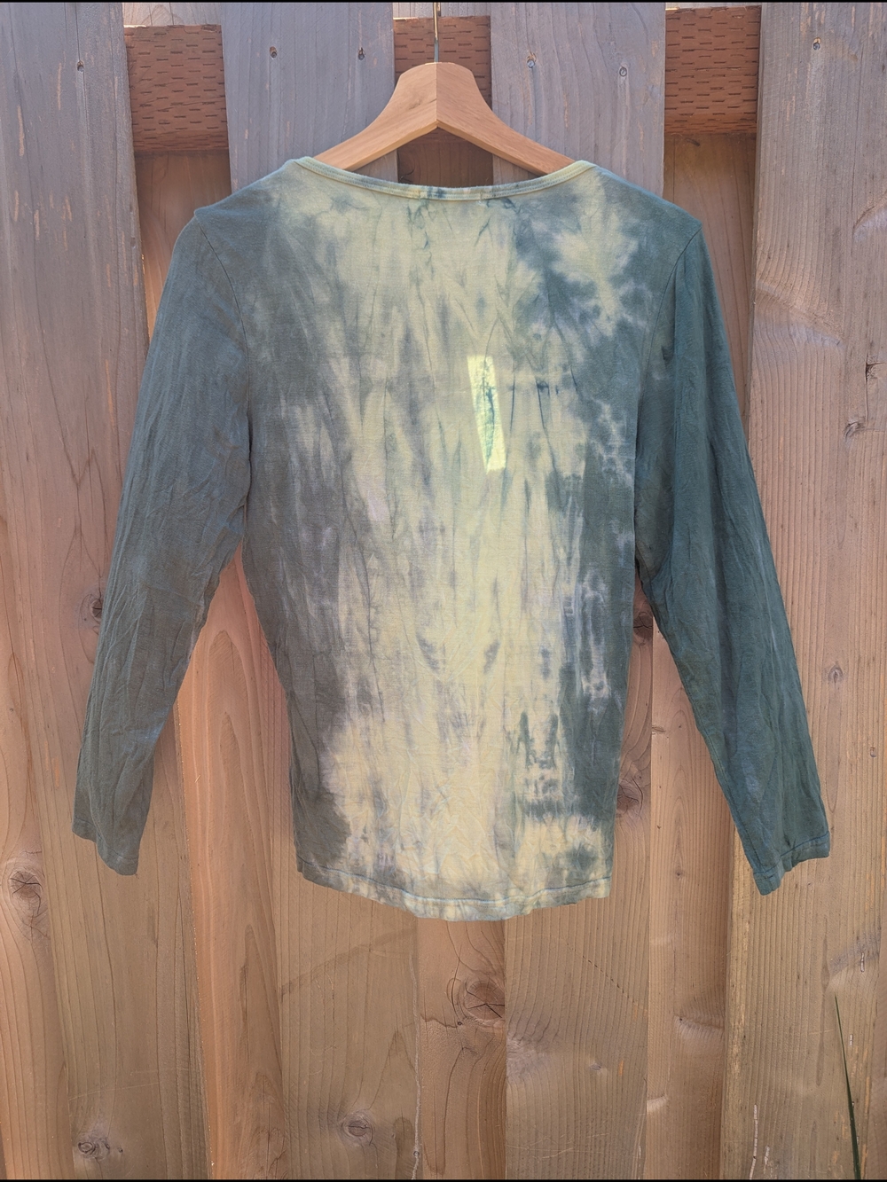 Women’s Scoop Neck Tie-Dye Fairy Grunge Top - Green & Yellow - Picture 4 of 4